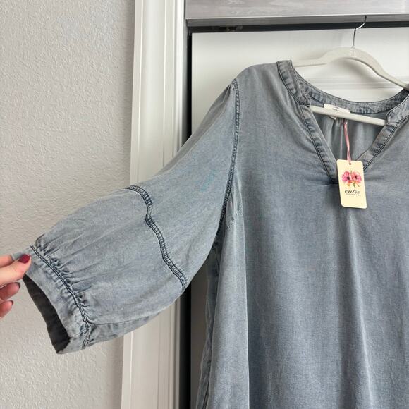 NWT Entro Women’s Sawyer Denim Shirt Dress Sz 1X Chambray Comfy Travel - Picture 6 of 15